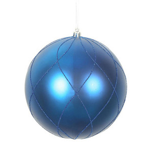  Vickerman N170702D 6" Blue Matt Glitter Swirl Ball 3/Bx