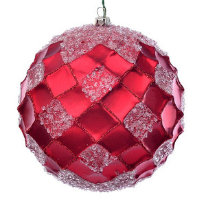  Vickerman MC190503D 4.75" Red Net Beaded Ball 3/Bag