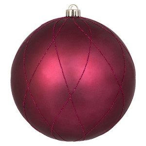  Vickerman N170621D 4" Berry Red Matte Glit Swirl Ball 4/Bx