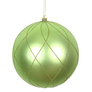 Vickerman N170654D 4" Celadon Matt Glitter Swirl Ball 4/Bx