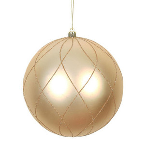 Vickerman N170780D 6" Cafe Latte Matt Glit Swirl Ball 3/Bx