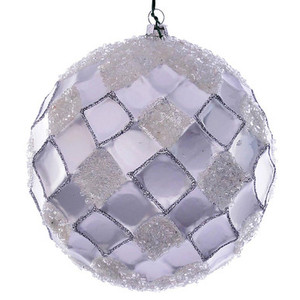  Vickerman MC190507D 4.75" Silver Net Beaded Ball 3/Bag
