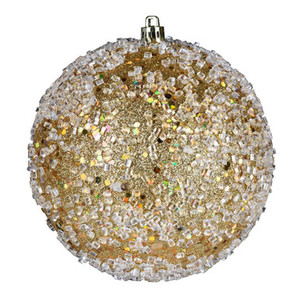  Vickerman N190208D 4.75" Gold Glitter Hail Ball 4/Bag