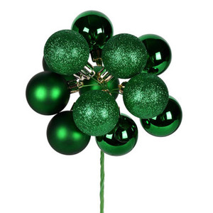  Vickerman N192504 12" Green Ball Ornament Pick 4/Bg
