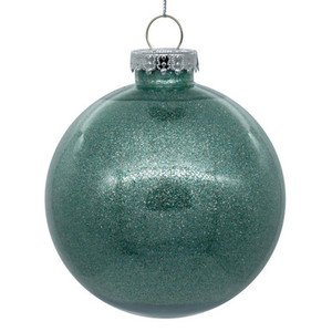 Vickerman N211540 6" Frosty Mint Glitter Clear Ball 4/bag