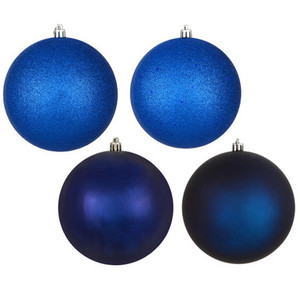  Vickerman N591031A 4" Midnt Blue 4 Finish Ball Asst 12/Bx
