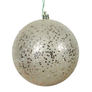  Vickerman N591538DQ 6" Champagne Sequin Ball Drilled 4/Bag