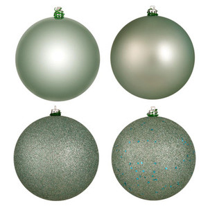 Vickerman N591540DA 6" Frosty Mint 4-Finish Ball Asst 4/Bg