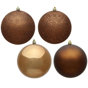  Vickerman N592576DA 10" Mocha Ball 4 Finish Asst 4/Bag
