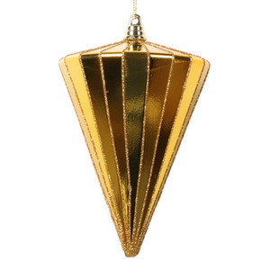 Vickerman MT224130 6" Shiny Antique Gold Cone Ornament 3/bg