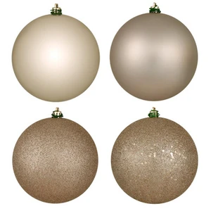 Vickerman N592043DA 8" Oat 4-Finish Ball Orn Asst 4/Bag