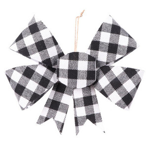  Vickerman MC211911 7" Black-White Plaid Christmas Ornament Bow
