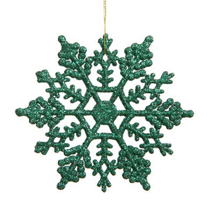  Vickerman M101604 8" Green Glitter Snowflake 12/Pvc Box