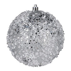 Vickerman N190207D 4.75" Silver Glitter Hail Ball 4/Bag