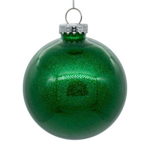  Vickerman N210804 3" Green Glitter Clear Ball 12/bag