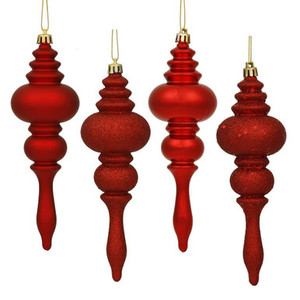 Vickerman N500203 7" Red Finial 4 Finish Asst 8/Bx