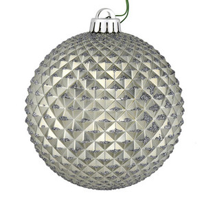 Vickerman N188787D 6" Pewter Durian Glitter Ball Drill 4/Bg