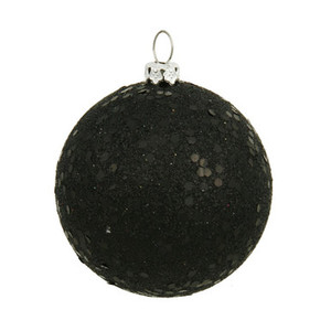 Vickerman N591017DQ 4" Black Sequin Ball Drilled 6/Bag