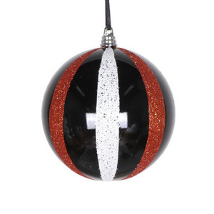 Vickerman MT229920 4.7" Black White Orange Round Orn 3/Bag