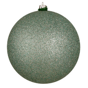  Vickerman N591040DG 4" Frosty Mint Glitter Ball Drill 6/Bag