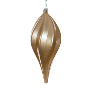  Vickerman N189508DCV 8" Gold Candy Swirl Drop Drilled UV 3/Bg