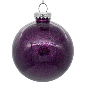 Vickerman N211526 6" Plum Glitter Clear Ball 4/bag