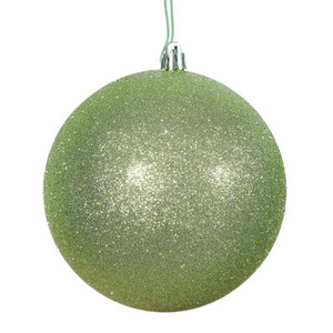  Vickerman N591554DG 6" Celadon Glitter Ball Drilled 4/Bag