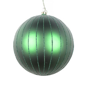 Vickerman MT211724D 5" Emerald Matte Glitter Ball Orn 4/bag