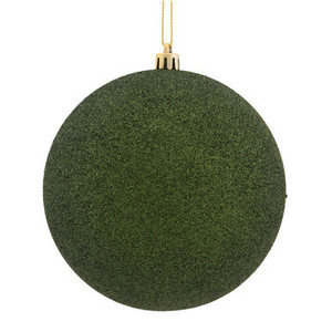Vickerman N592564DG 10" Moss Green Glitter Ball Drilled Cap