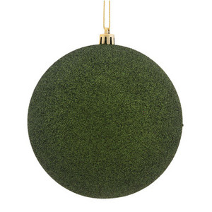  Vickerman N592564DG 10" Moss Green Glitter Ball Drilled Cap
