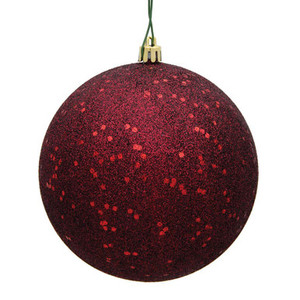  Vickerman N591265DQ 4.75" Burgundy Sequin Ball Drilled 4/Bag