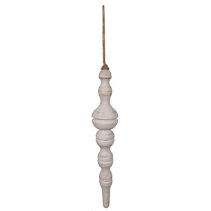  Vickerman JE222318 15" Whtwsh Turned Wood Finial Ornt 2/Bag