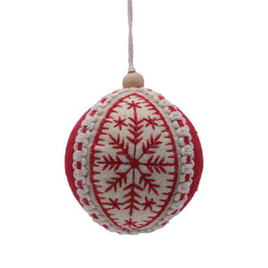 Vickerman JE210132 4" Red/White Felt Snowflake Ball 2/bag