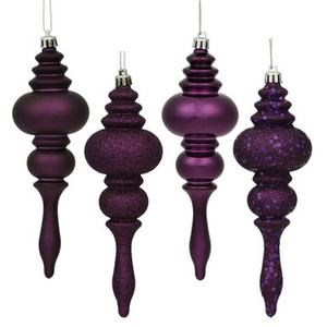  Vickerman N500226 7" Plum Finial 4 Finish Asst 8/Bx