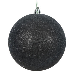  Vickerman N590817DG 3" Black Glitter Ball Drilled 12/Bag
