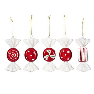  Vickerman O127303 - Red White Candy Ornament 