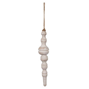  Vickerman JE222115 12" Whtwsh Turned Wood Finial Ornt 2/Bag