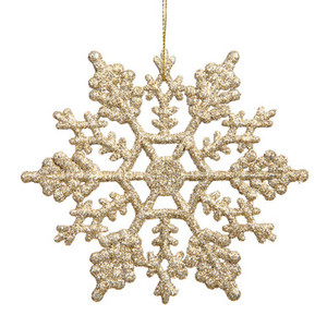  Vickerman M101611 8" Champagne Glitter Snowflake 12/Pvc Bx