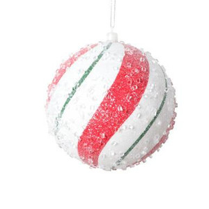  Vickerman MT2214920 - White Red Green Ball Ornament 