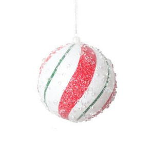  Vickerman MT2214910 - White Red Green Ball Ornament 