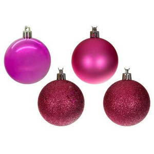 Vickerman N590659 - 2.4 Inch Hot Pink 4 Finish Ornament Assortment - 24 Pack