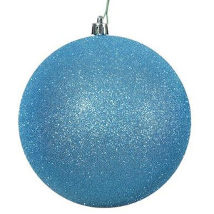  Vickerman N591512DG - 6 inch Turquoise Ball Ornament - 4 pack 