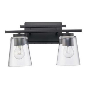 Trans Globe Lighting Trans Globe 22492 BK – 2-Light Bathroom Vanity Light - Black with Clear Glass 