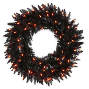 Vickerman 24" Black Fir Artificial Wreath with LED Lights - Vickerman K162125LED