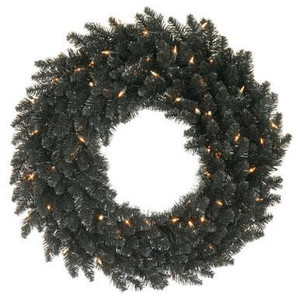 Vickerman 48" Black Fir Artificial Wreath with LED Lights - Vickerman K161849LED