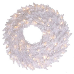  Vickerman K160331LED 30" White Fir Wreath DuraL LED 100WW