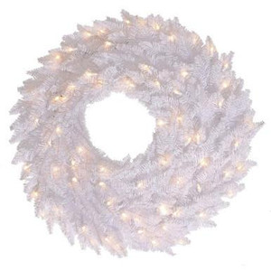 Vickerman 24" White Fir Artificial Wreath with LED Lights - Vickerman K160325LED 