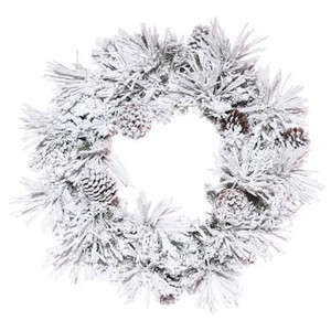 Vickerman 24" Flocked White on Green Pine Artificial Wreath - Vickerman K171224 