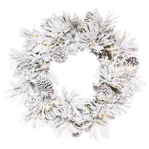 Vickerman 60" Flocked White on Green Pine Artificial Wreath with LED Lights - Vickerman K171261LED 