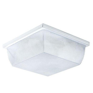 LBS Lighting 10.5" Square Flush Mount Outdoor Ceiling Light with Clear Prismatic Acrylic Cover